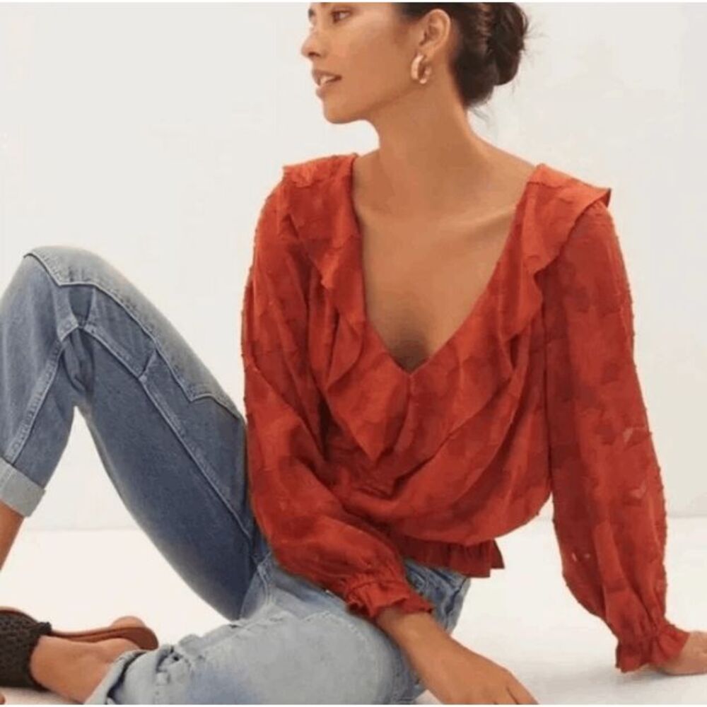 Anthropologie Red Blouse